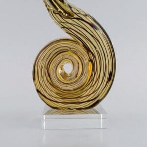 Einzigartige Murano Skulptur aus mundgeblasenem Kunstglas. Kobra Schlange. 1960er Jahre