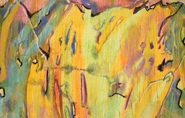 Ivy Lysdal, Jahrgang 1937. Gouache auf Pappe. Abstrakte moderne Malerei