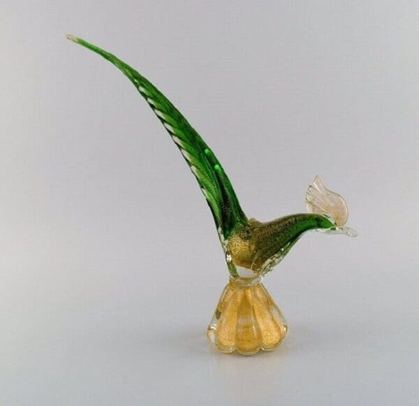 Vintages Murano-Kunstglas Skulptur eines exotischen Vogels, mundgeblasen, aus den 1960er Jahren